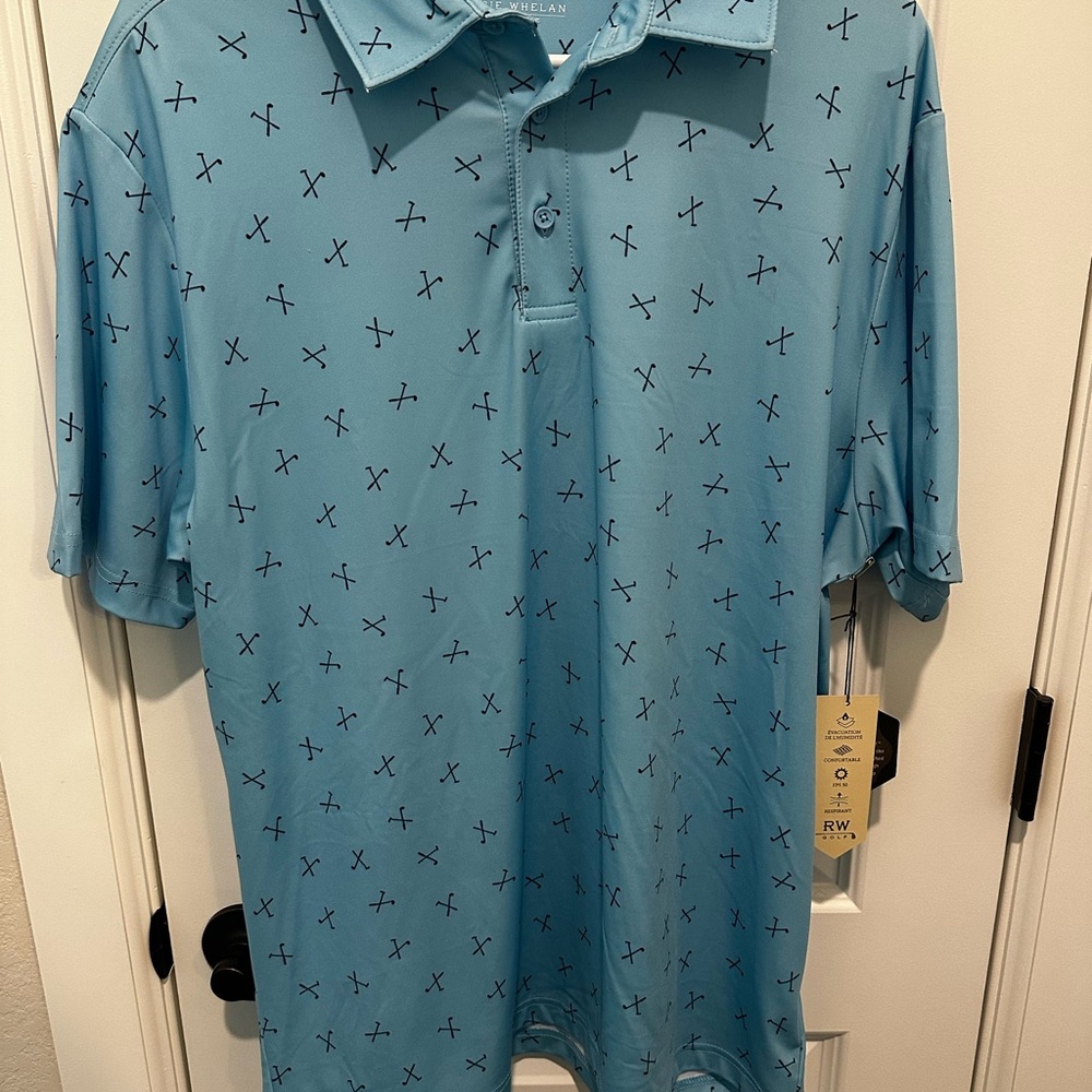 Performance Teal Polo with Golf Club Print